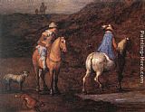 Jan The Elder Brueghel Canvas Paintings - Travellers on the Way [detail 1]